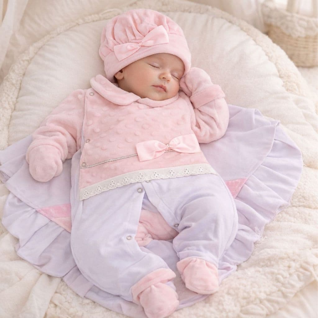 Saída Maternidade 4 Peças Booble Soft Rosa Kit Maternidade Soft Quentinha 100 Algodão Completa
