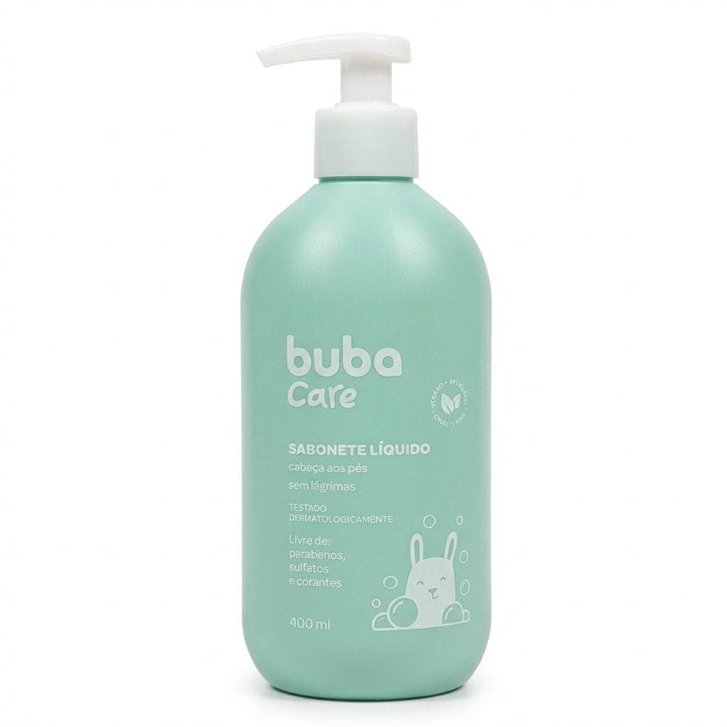 Sabonete Liquido Infantil Para Bebê Buba Care Baby 400ml Infantil Sem Lágrimas Crianças Banho