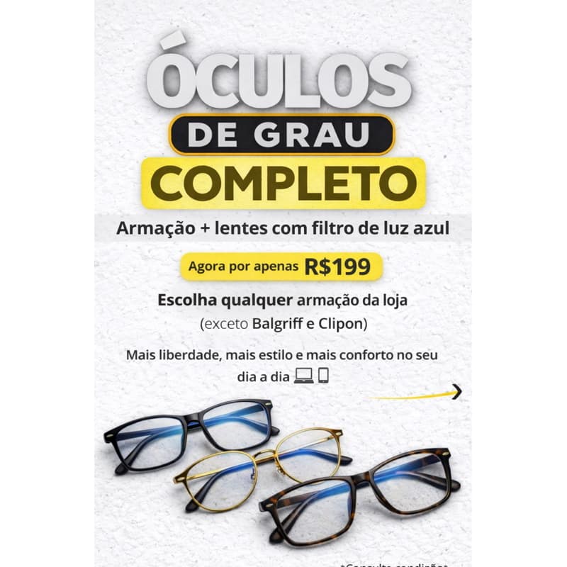 Óculos de grau completo Promoção