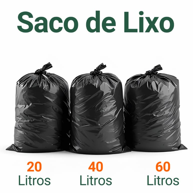 Kit 10 Sacos de Lixo Reforçado 20L 40L Resistente Não Rasga Alta Qualidade Cozinha Banheiro