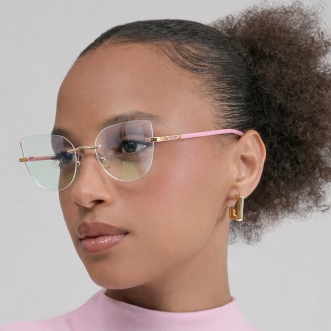 【Betsy】Óculos Gatinha Sem Aro Feminino Luxo—TR-90 + Titânio, Armação de Metal Leve, Estilo Clássico