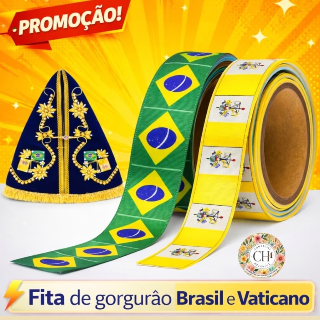Fita Bandeira de Gorgurão  Brasil ou vaticano de 1mt á 5 metros