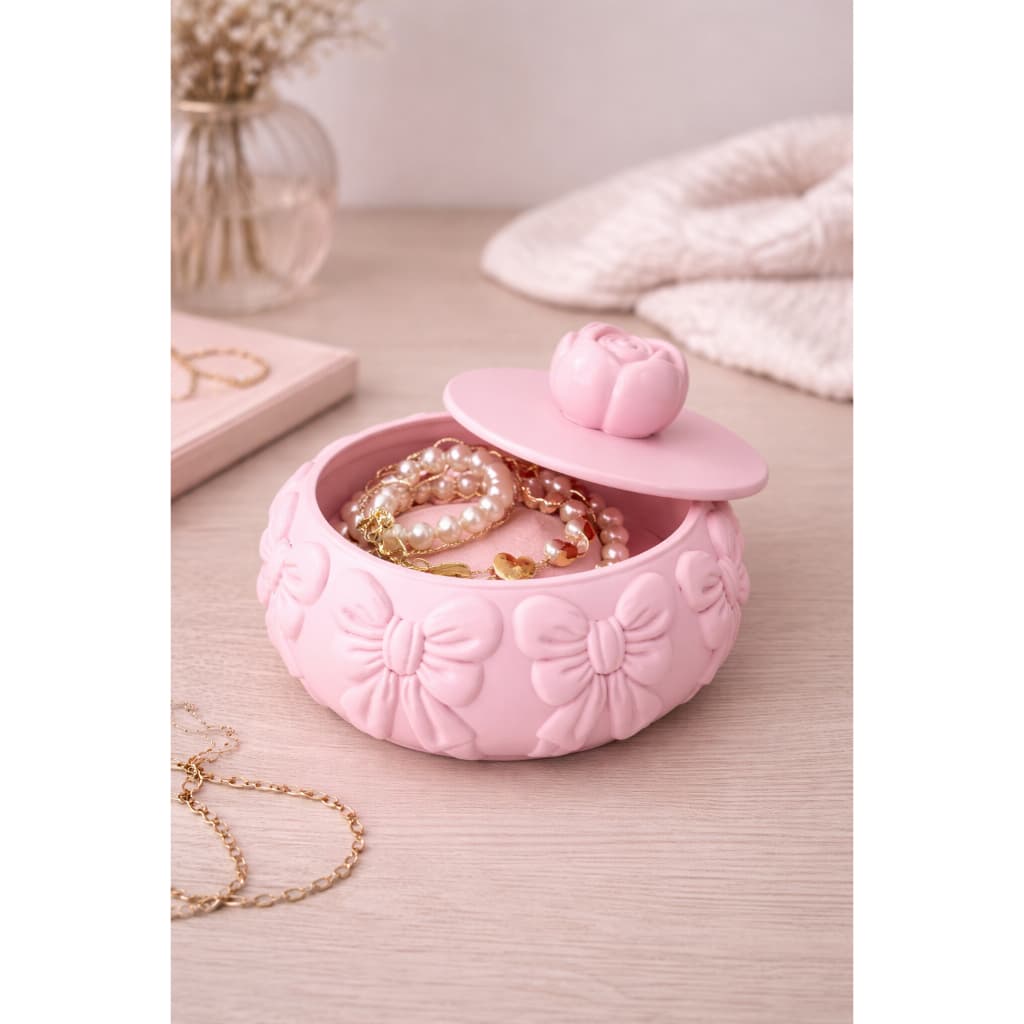 Porta Joias Decorativo Redondo Organizador Bijuterias Caixa Porta Anel Colar Presente Feminino