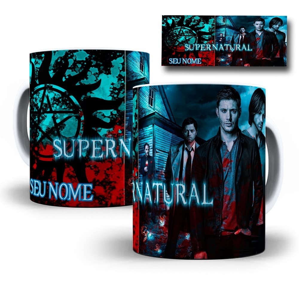 Caneca Porcelana Supernatural Personalizada Com SEU NOME 325ml Presente Criativo Alta Qualidade