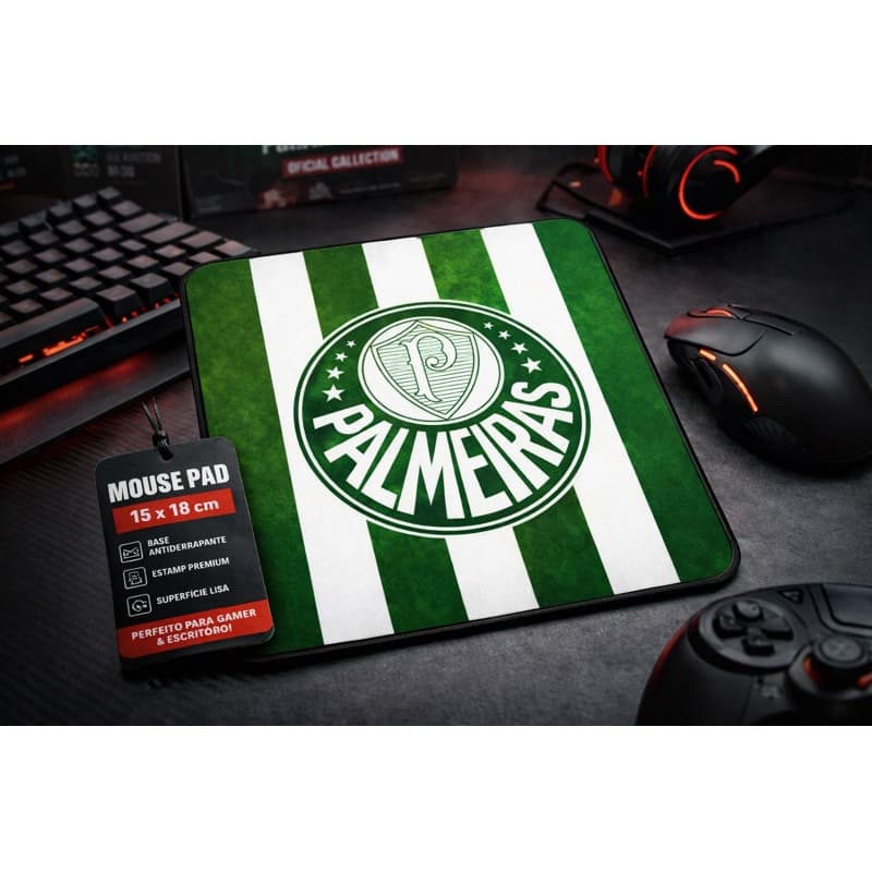 Mouse Pad Palmeiras 15x18 Listrado Verde Antiderrapante Estampa Premium Gamer