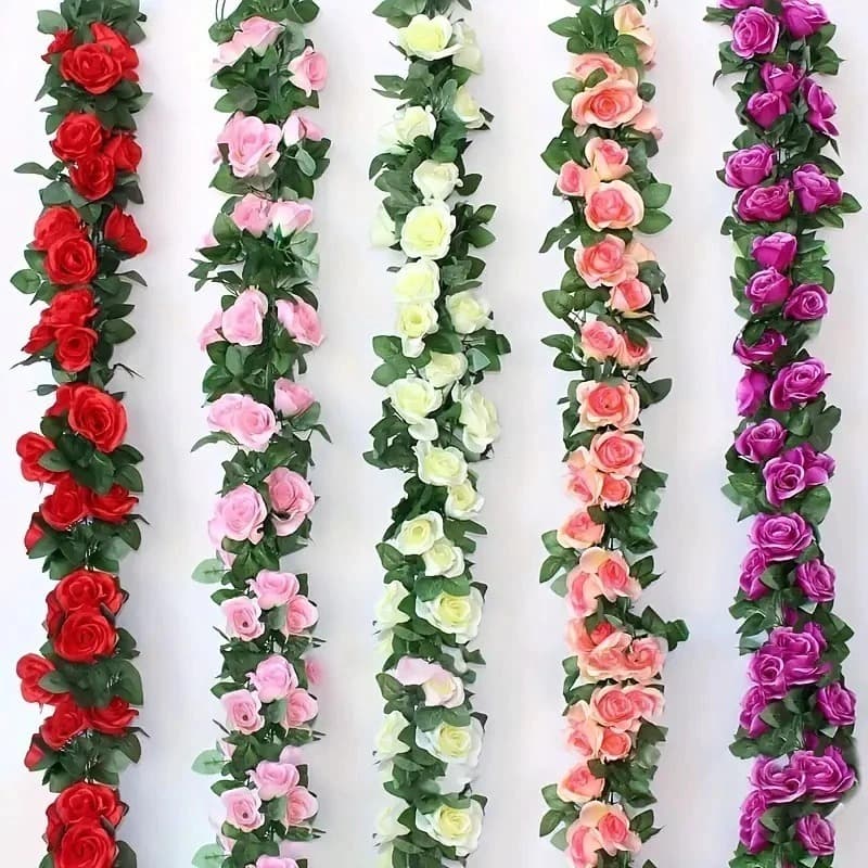CORRENTE HERA DE ROSAS - Trepadeira artificial unidade ideal para decoração de casamento, festas, eventos - BH802395