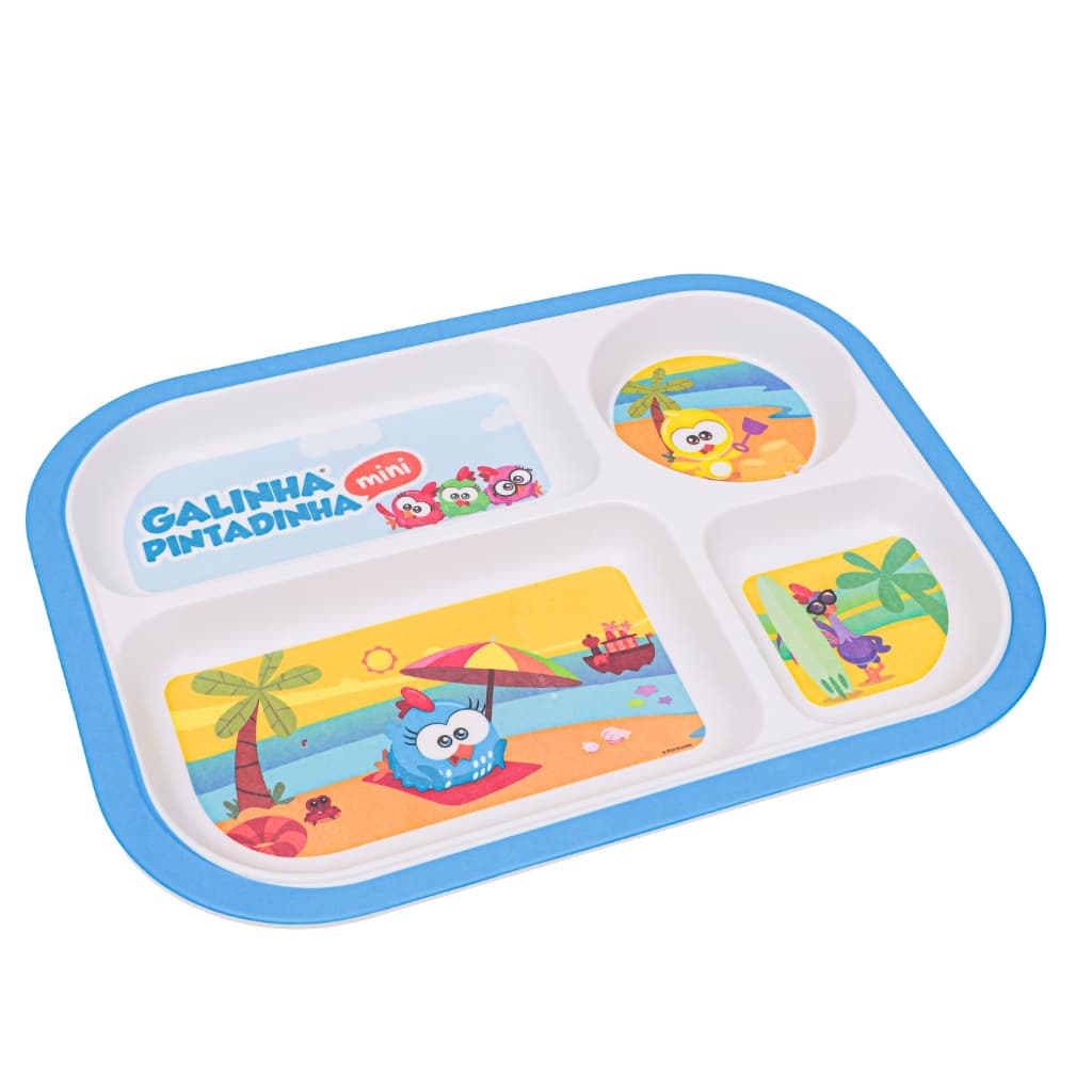 Prato Infantil com Divisórias Galinha Pintadinha 4 Compartimentos