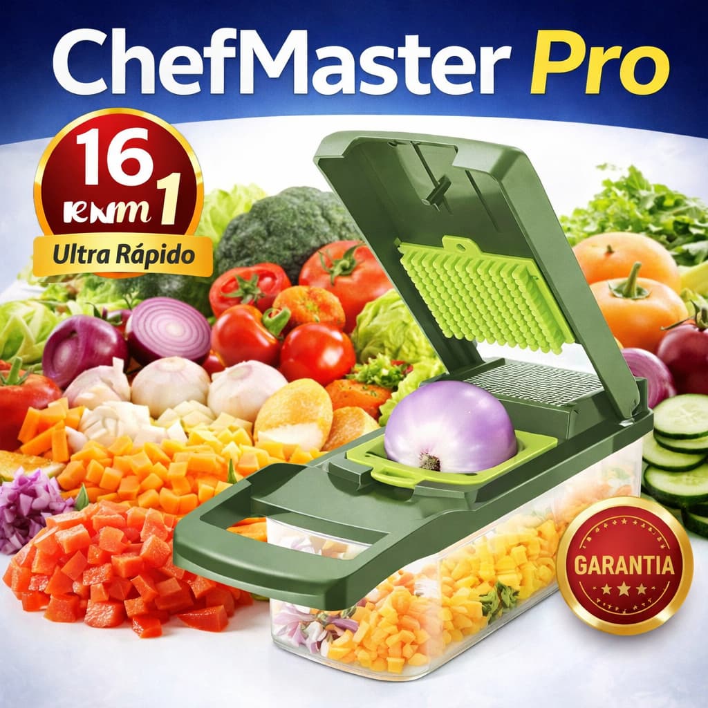 Cortador Ralador Multifuncional 16 em 1 ChefMaster Pro Fatiador Legumes Profissional Cozinha Prática