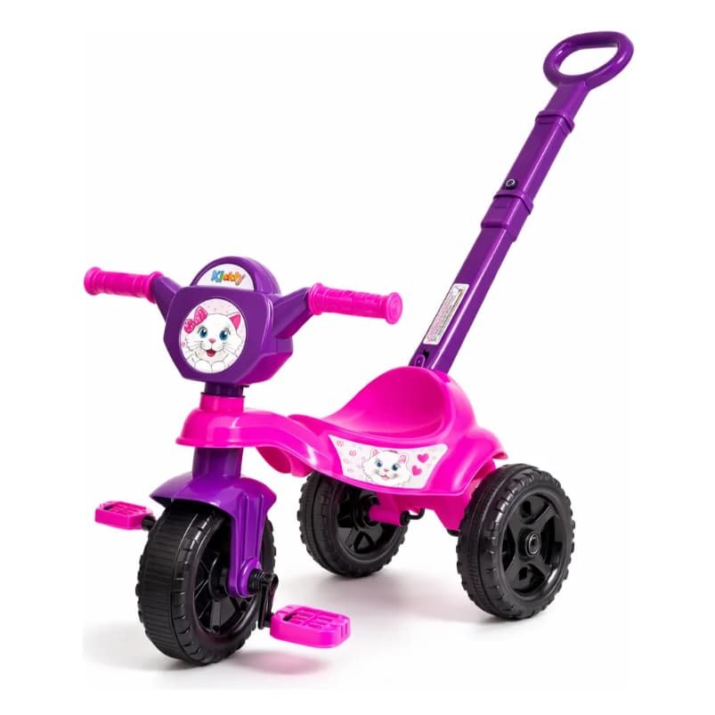 Triciclo Infantil Passeio Kemotoca Gatinha com Haste – Conforto e Segurança