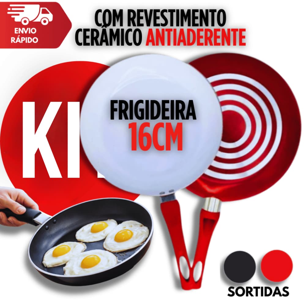 Frigideira 16cm Antiaderente de Cerâmica Reforçada Com Cabo Chique Ergonômico Prime Utilidades Multifuncional