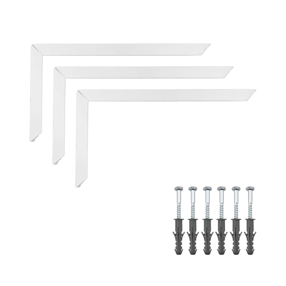 Kit 3 Cantoneiras de 50cm Branca Reforçada + Kit Instalação