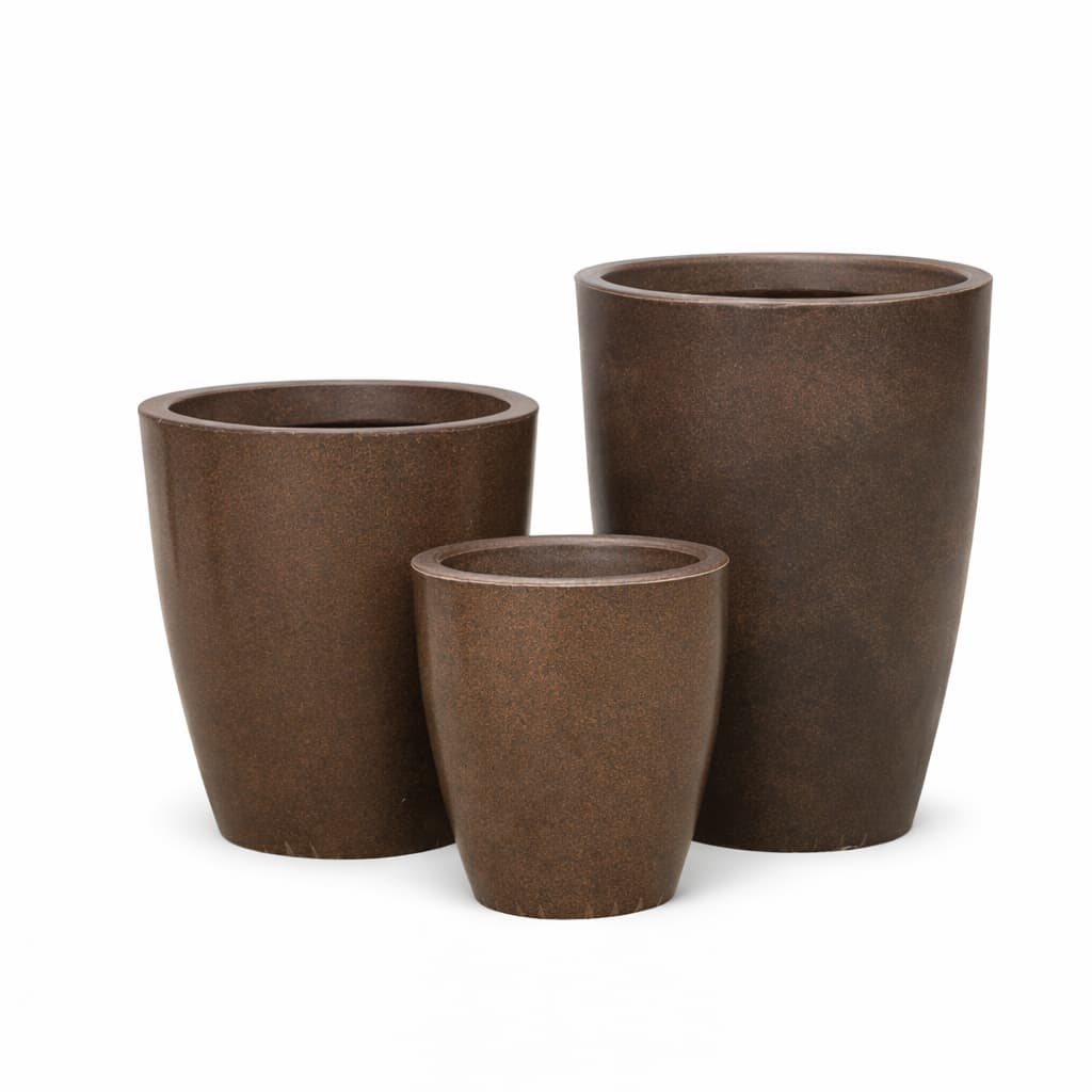 Kit Conjunto 3 Vasos Grandes para plantas PP/P/M em Polietileno (B50, B76, B77) Decorativo Liso Luxo Moderno