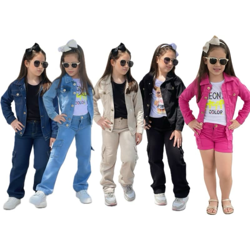 Jaqueta Longa Premium Feminina Infantil Juvenil Casaco Jeans Escuro Claro Bege Preta Criança Roupa