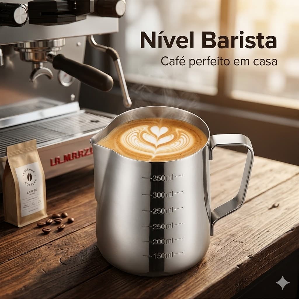 Jarra Barista Inox 600ml Profissional | Pitcher para Café Latte Art Leite Vaporizado Cafeteria