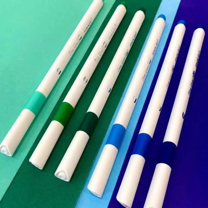 Caneta Fineliner Tons Azul e Verde 6 Cores 0.4mm Molin