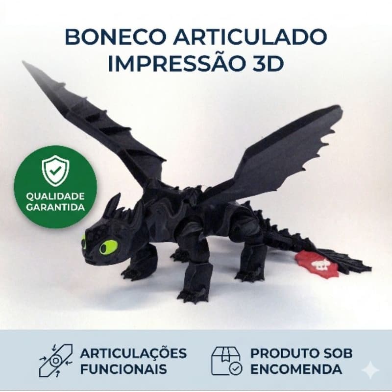 Dragão Furia Da Noite Articulado | Impressão 3D | Banguela | Como Treinar Seu Dragão