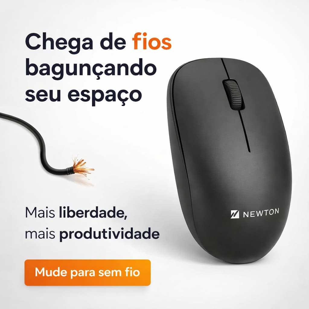 Mouse Sem Fio 2.4GHz USB Óptico Preto Wireless Simples Discreto Notebook PC 10m NMS-007