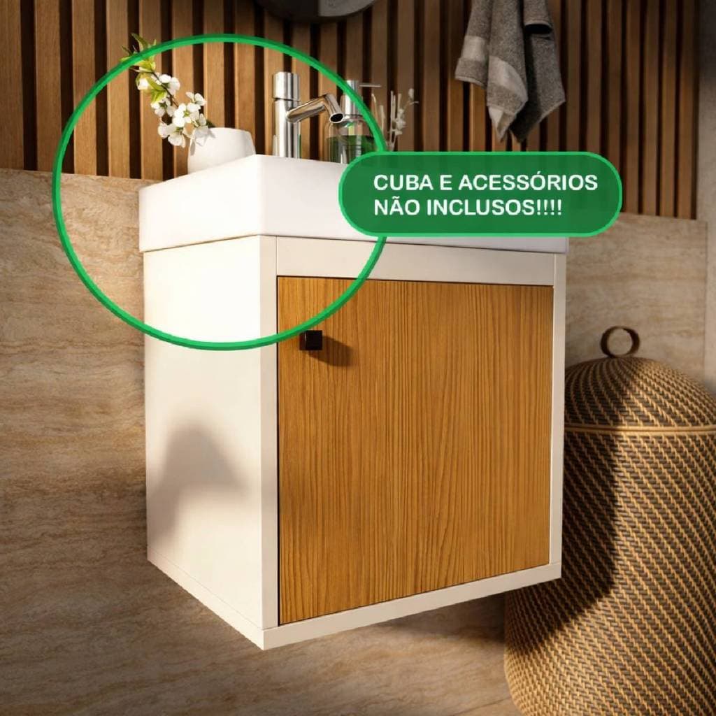 Gabinete Suspenso Lia P/ Banheiro/Lavanderia – 01 Porta + Prateleira Interna