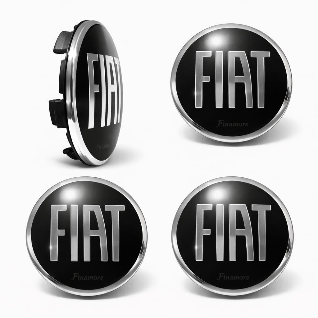 Kit 4 Calotinha Centro Roda Emblema Fiat Preto Krmai Kr