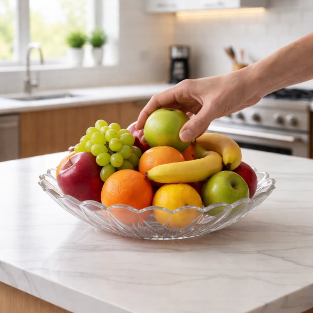 Organizador Acrílico Cristal de Cozinha Frutas Legumes Fruteira Praticidade Cozinha Organizada Mesa Posta