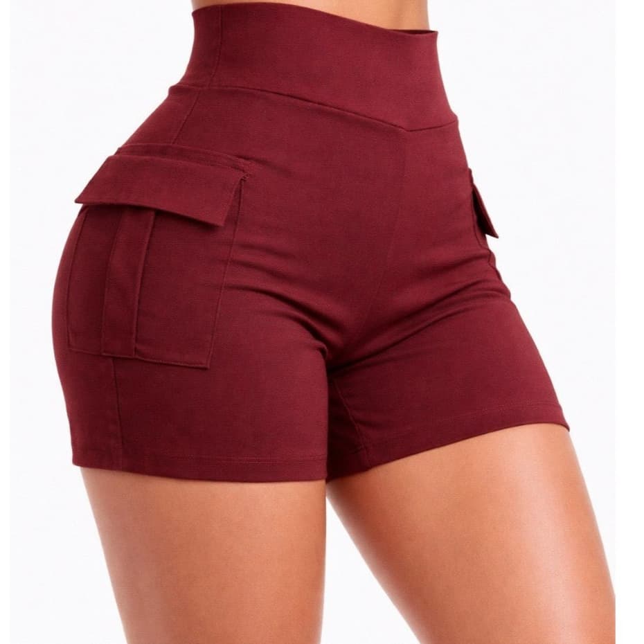 Bermuda Short Cargo  Cintura Alta Levanta Bumbum Com Lycra Alta Elasticidade
