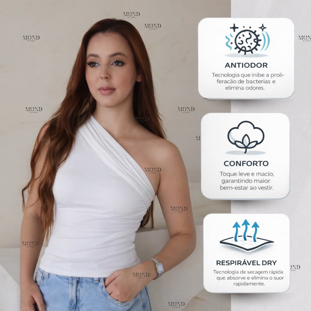 Blusa Nula Manga Feminina Poliamida Premium Elegante