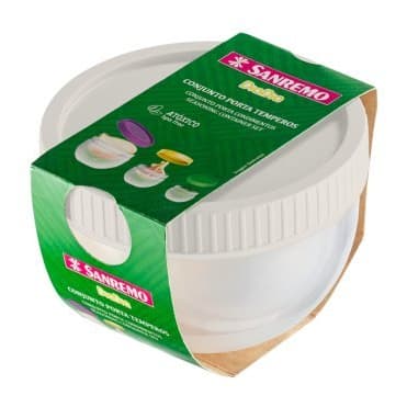 KIT 3 POTES PORTA TEMPEROS ALHO, CEBOLA E CHEIRO VERDE PLASTICO SANREMO SOMENTE NA COR CAPUCCINO