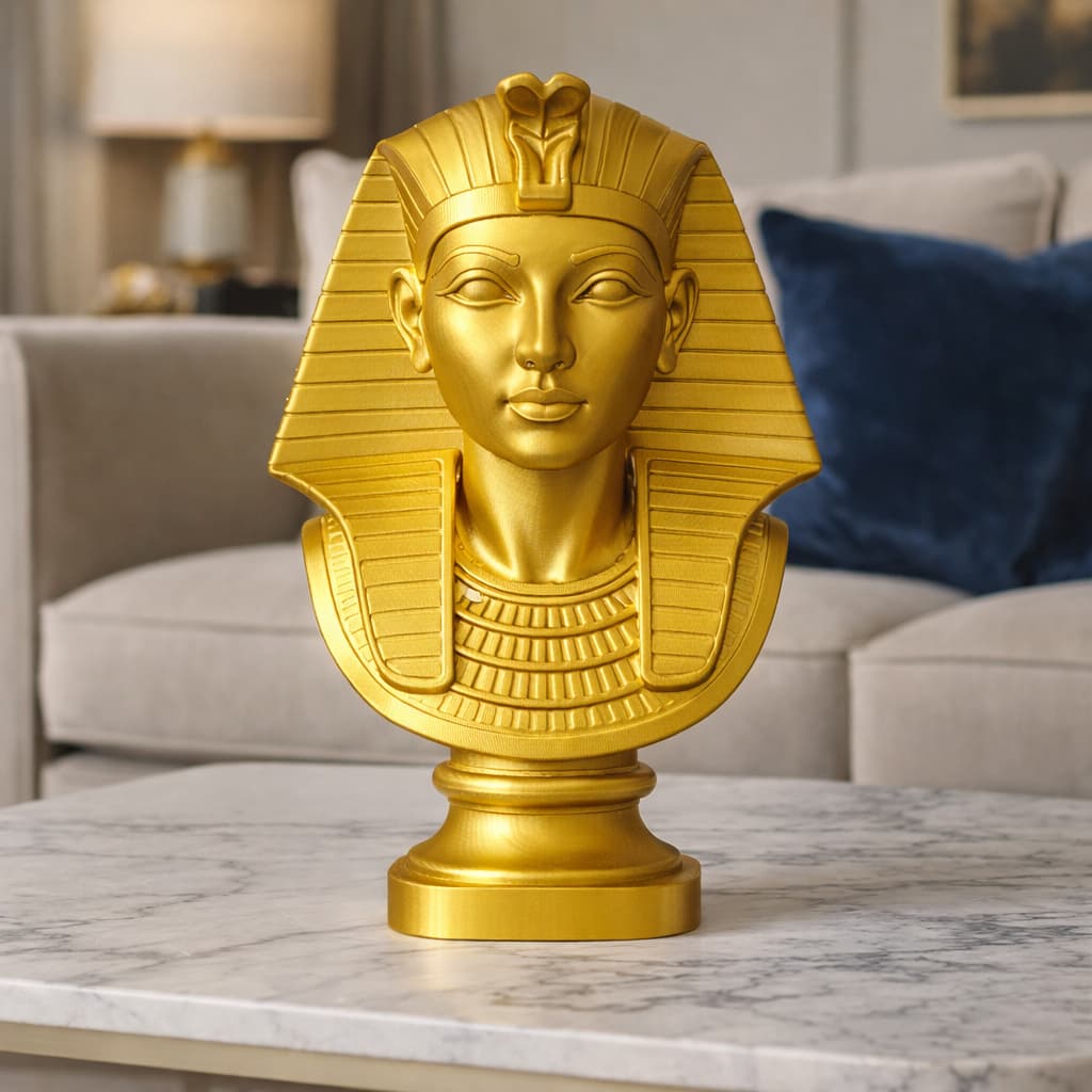 Estatueta Busto Faraó Tutankamón - Egito - Egípcio Decorativa Decoração Egipcia Presente de Aniversário Dia dos Namorado