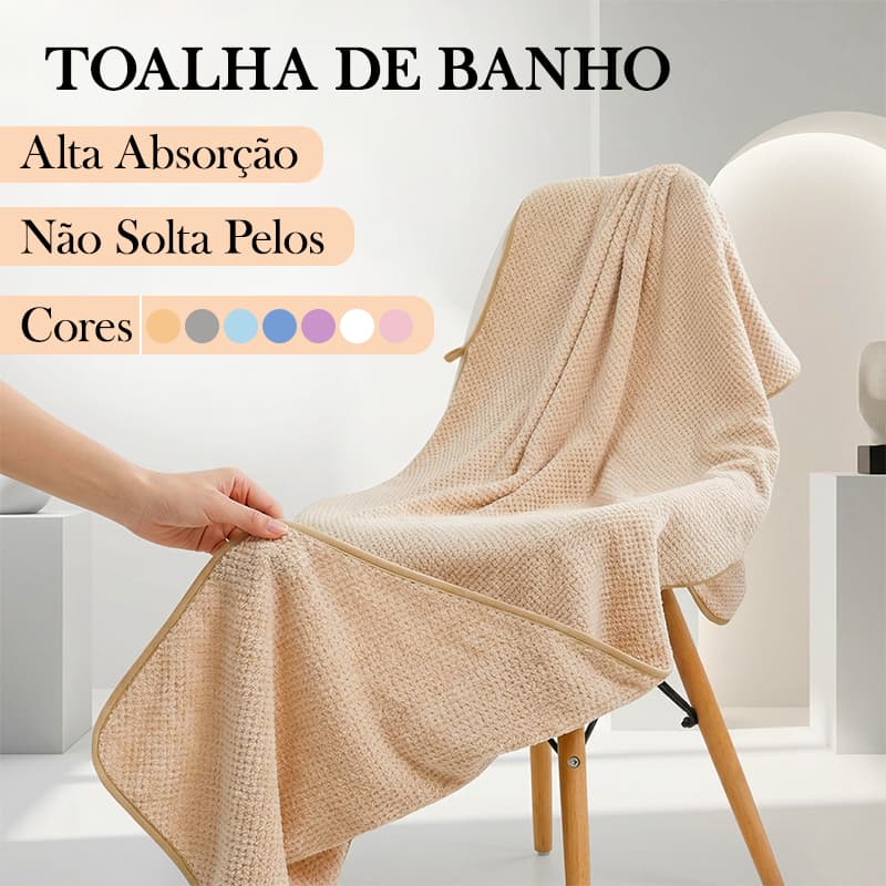 Toalha de Banho Microfibra 70×140cm e 90x170cm Secagem Rápida  Toque Suave  Cores Sólidas