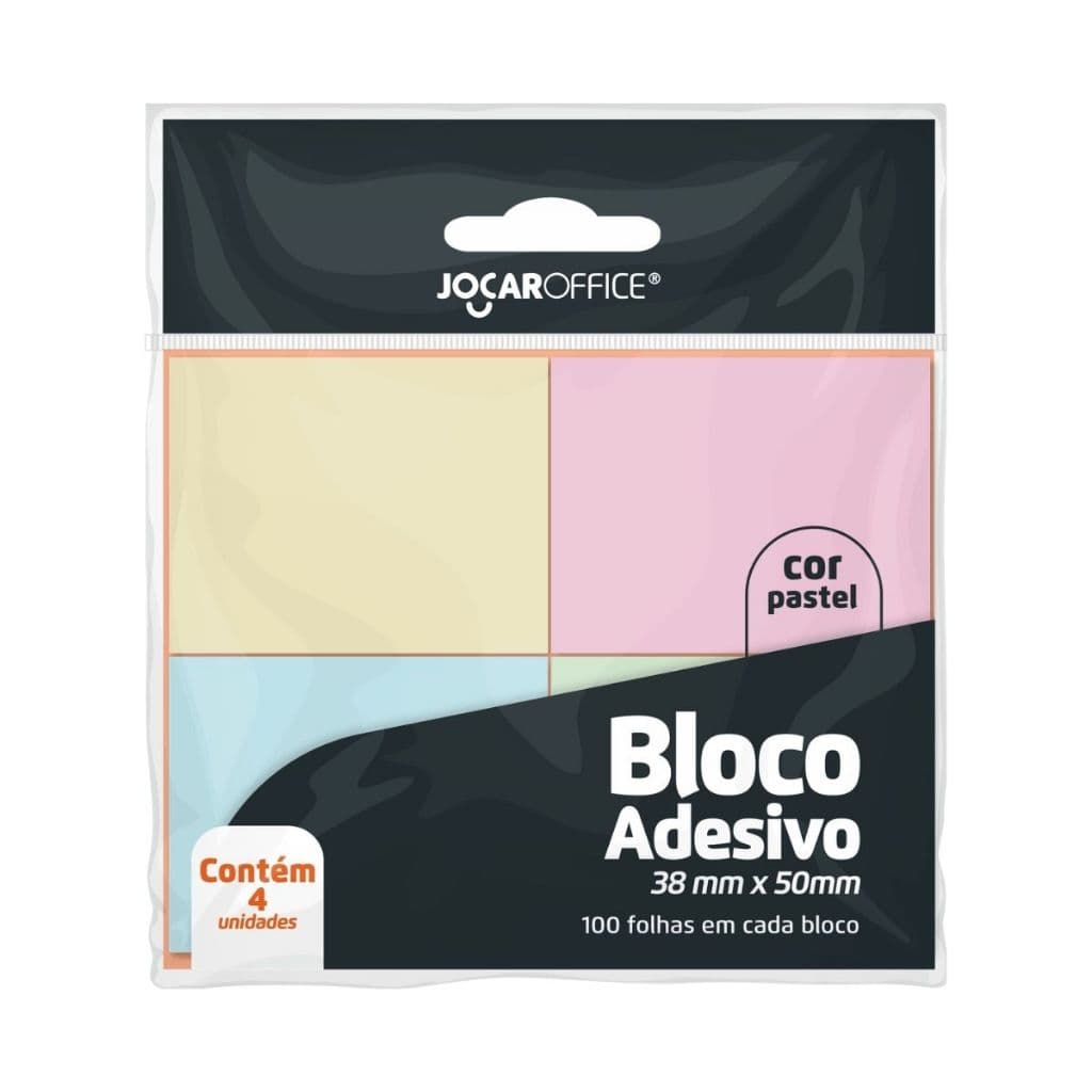 Kit Post it 400 Folhas Bloco de Notas Adesivo 38x50mm Pastel Jocar Office