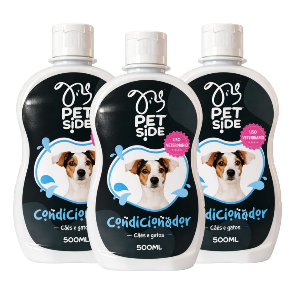 Kit 3 Condicionador para Cães e Gatos - Hidratante para Pêlos 500ml Petside