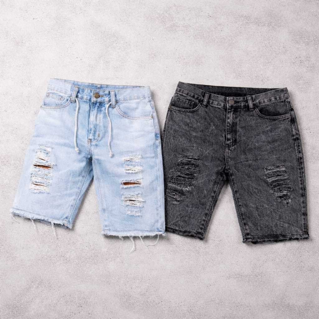 Kit Bermuda Jeans Masculina Moda Verão Slim Modelo Jogador