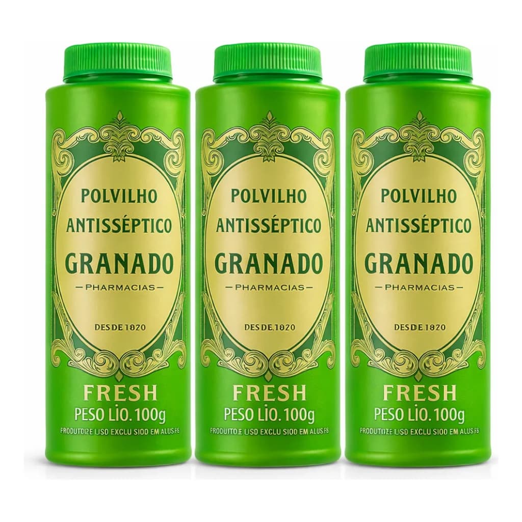 Kit 3 Polvilho Talco Pés Axilas Granado Fresh 100g Original