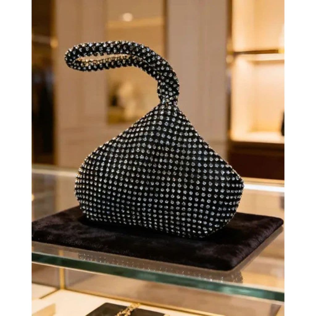 Bolsa Feminina Mini Bag Preta Dourada E Prata Com Strass e Brilho