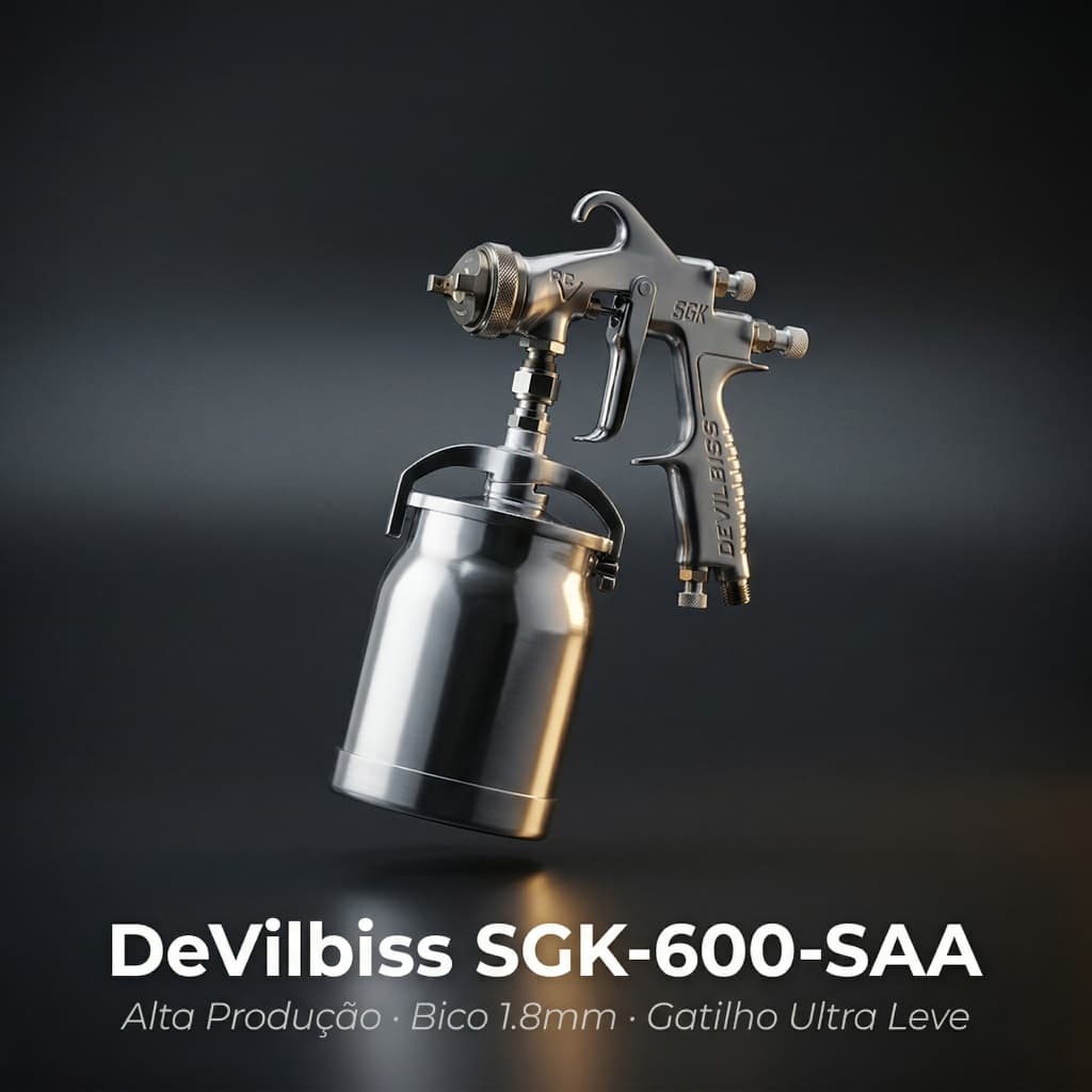 DeVilbiss Pistola De Pintura Profissional Sucção SGK 600 SAA Alta Produção Bico 1.mm Caneca Alumínio