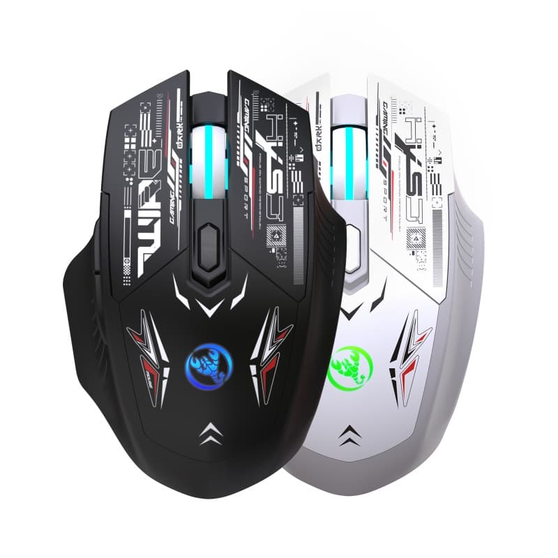 Mouse Gamer HXSJ T38 PRETO Sem Fio Silencioso Recarregável Iluminação RGB Bluetooth 2.4g Até 1600DPI 3600dpi