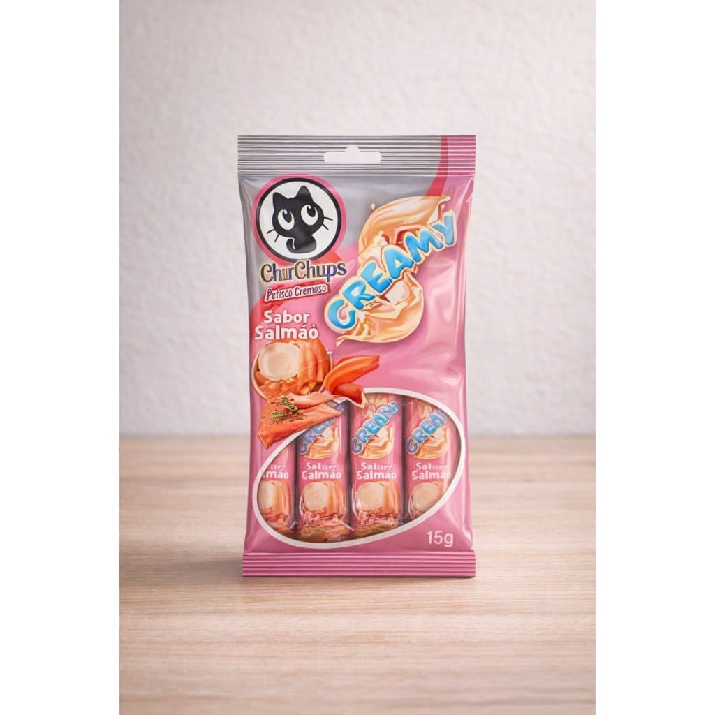Petisco ChuChups Cremoso Salmão para Gatos 4 Unidades 15g Snack Gato