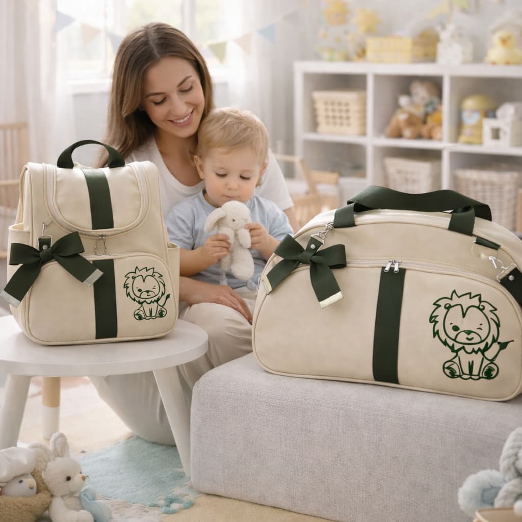 Bolsa Maternidade 3 Peças Mochila 2 em 1 Bolsas Dia a Dia Mamãe Bebê Menino Menina Unissex