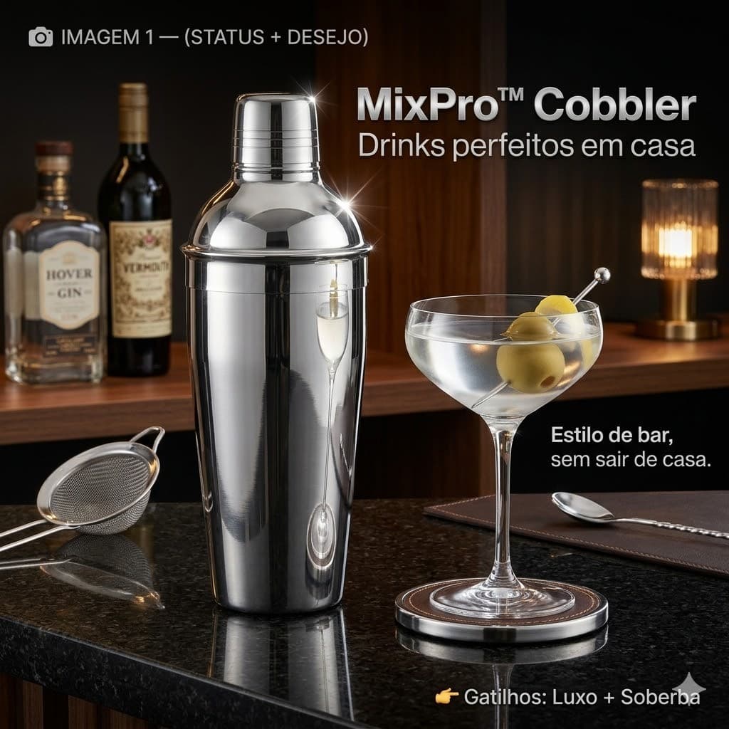 Coqueteleira Cobbler MixPro™ 500ml Inox Profissional com Filtro Bar Drinks Premium