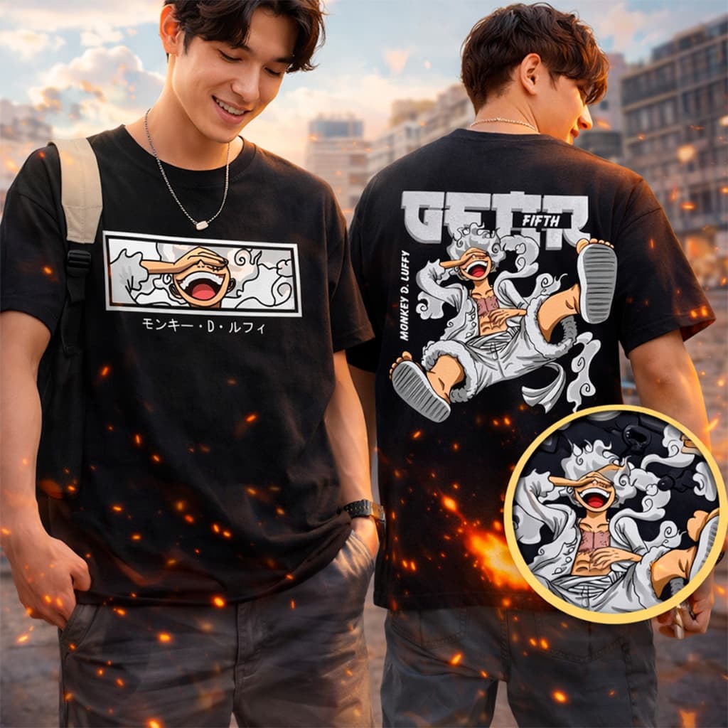 Camiseta Algodão Anime Luffy Gear 5 Geek Nerd Otaku