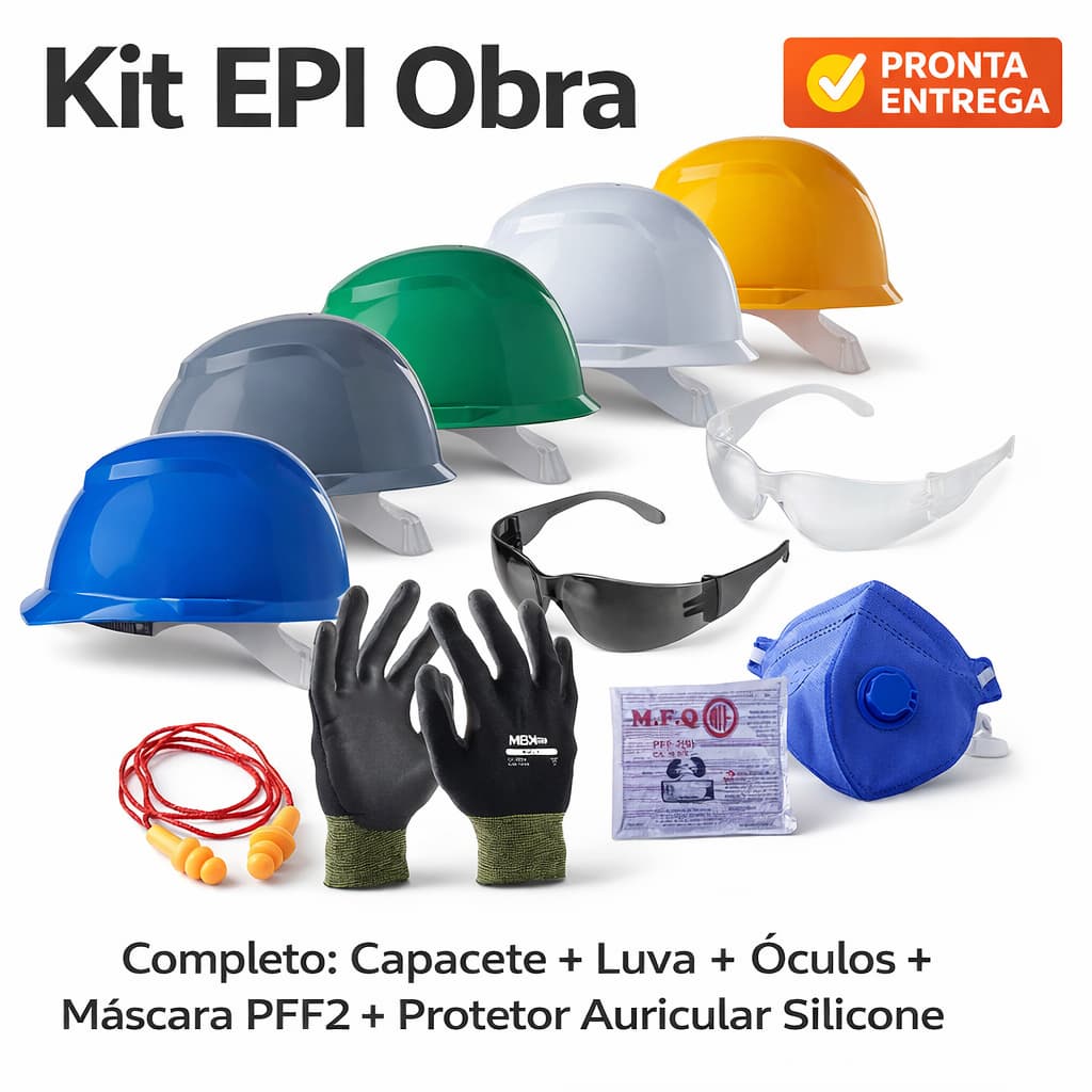Kit capacete obra pedreiro servicos gerais construção civil completo ca