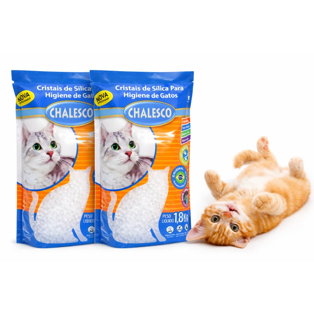 Kit 2 Areia Sílica Chalesco 1,8kg Gatos Alta Absorção Anti Odor Original Envio Imediato Mais Econômico
