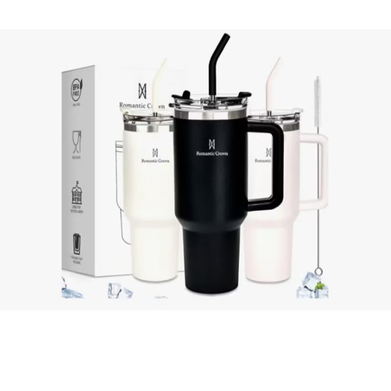 Copo Térmico Inox 600ml/1200ml com Canudo e Tampa | Mantém Gelado 12h e Quente 6h | Antivazamento Premium