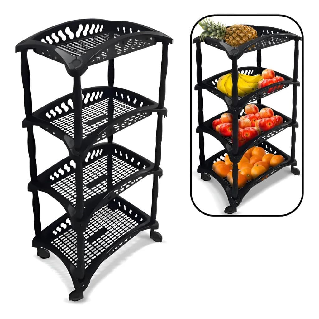 Fruteira Organizador Vertical Telado Quádruplo Preto - Arqplast