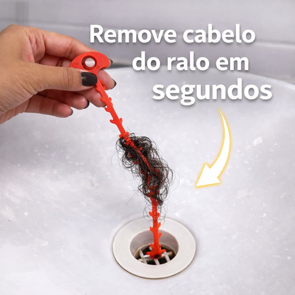 Removedor de Cabelo Ralo Pia Banheiro Desentupidor Kit 2x