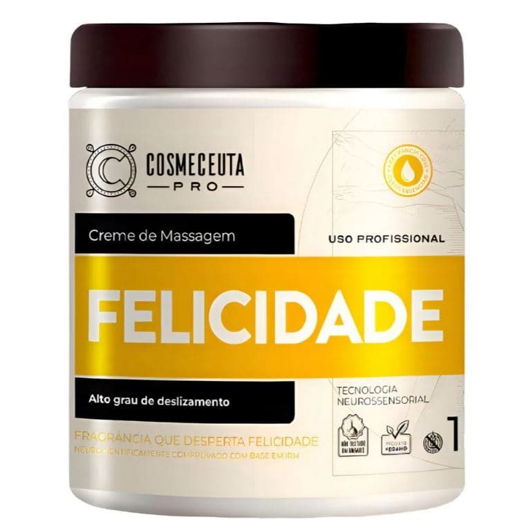 Creme De Massagem Cosmeceuta Felicidade Óleos Essenciais 1kg Vegano