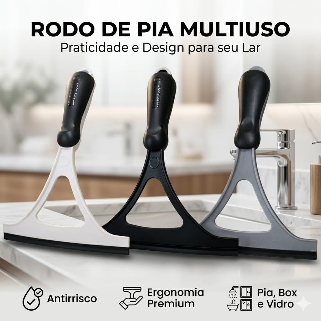 Rodo de Pia Silicone ATÉ 2 UNIDADES – Prático, Resistente e Higiênico Branco/Preto Rodinho de Pia