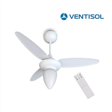 Ventilador de Teto Wind Branco 3 Pás Bivolt Controle Remoto Inverter Ventisol Resfriamento Potente Confortável