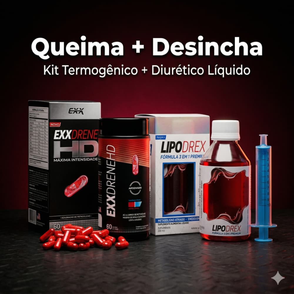 Kit Potência Máxima | Drenexx + ExxDrene HD  Exx Nutrition Energia Redução de Medidas