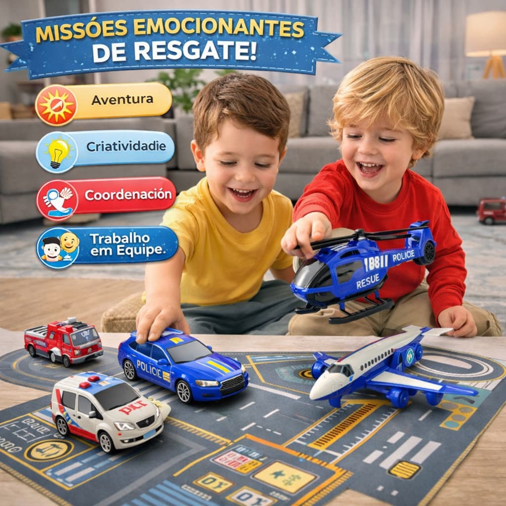 Kit Brinquedo Infantil Resgate 4 Peças Segurança Diversão Educação Crianças